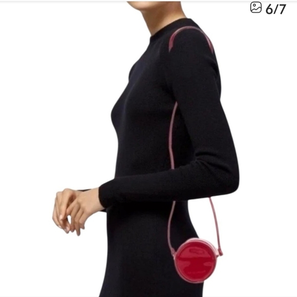 MARC JACOBS Mini 4" Red Patent Leather Crossbody Round Circle Canteen Bag Purse - Picture 5 of 7